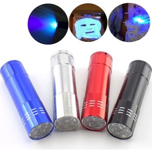 9 LED black Light UV Ultraviolet Flashlight Flash Torches penlight lamp Purple color blacklight Ultra Violet linterna AAA light