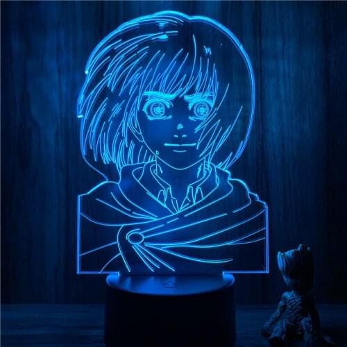 Attack on Titan Armin Arlert Smile 3D Lamp Action Figure LED NightLight 7 Colors Touch Table Decor Night Light Gift Model