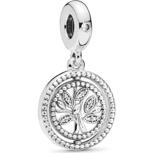 Free Shipping 925 Sterling Silver Spinning Family Tree Dangle Charm Fit Original Pandora Bracelet For Women DIY Jewelry
