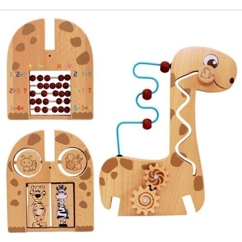 Beech Wooden Winding BeadMultifuctional fawn Abacus Montessori Baby Early Education Math Matching Gear Cognitive Children Toy