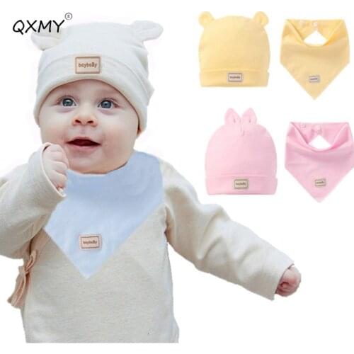 Baby Hat Baby Bib Triangle Scarf Cotton Baby Cap Girl Newborn Photography Baby Accessories Newborn Baby Boy Saliva Towel