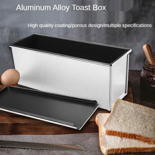 450g/750g1000g/1200g Aluminum Alloy Black Non-stick Coating Toast Box With Lid Bread Loaf Pan Cake Bread Tray Mold Baking Tools