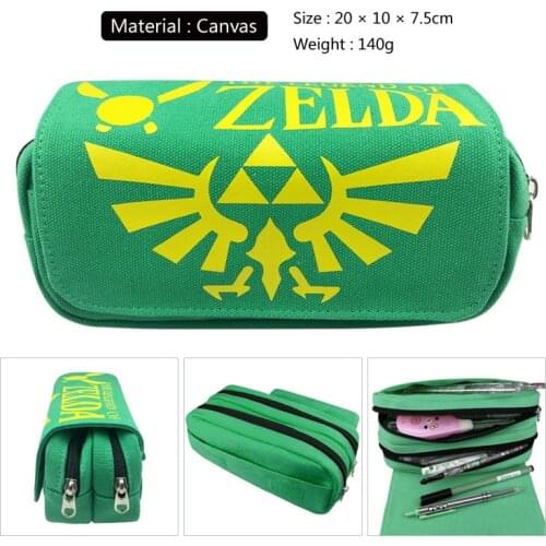 IVYYE 1PCS Zelda Link Anime Cosmetics Bags Canvas Zipper School Pencil Case Storage Pen Bag Large Pouch Stationery Gift New