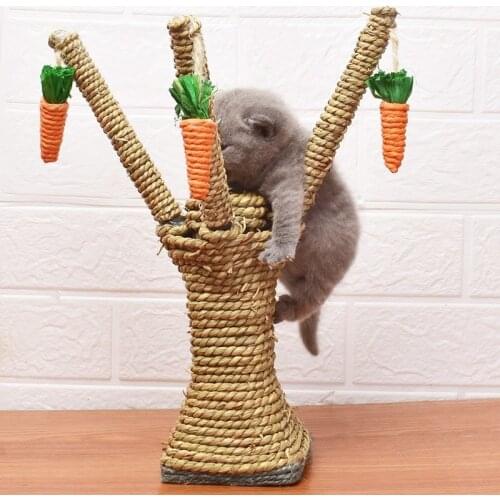 Pet Cat Kitten Scratching Post Toy Tree Scratcher Sisal Rope Carrot Activity Climbing Play Toys Scratch Resistant Cat Supplies