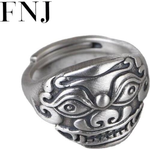 FNJ 925 Silver Rings Animal Peacock Adjustable Size 100% Original S925 Solid Silver Ring for Women Jewelry Fine
