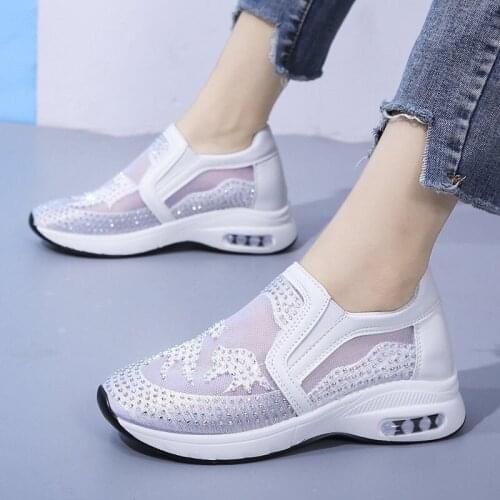 Breathable Mesh White Wedge Sneaker High Platform Height Increased Hidden Shoes 2021 Summer New Wild Casual Thick Sole Net Shoes