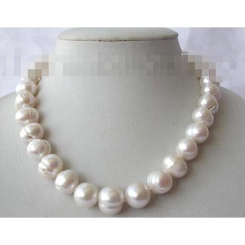 10-11mm round baroque white freshwater cultured pearl necklace h86