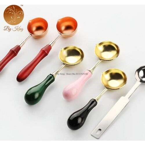 Wax Spoon Sealing Wax Spoon for Seal Stamp Beads Wax Beans Spoon Wax Stamp Wooden Handle Spoon Retro Wax Seal Stamp Wedding