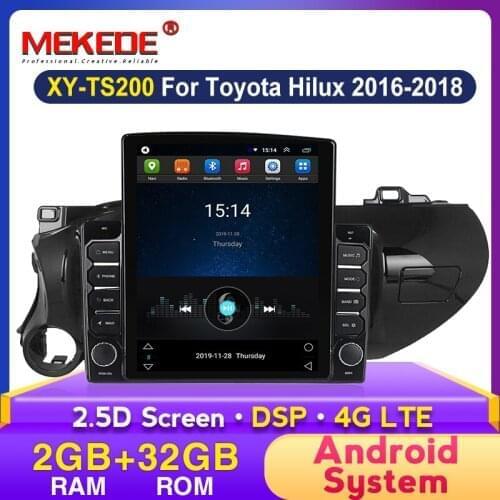 9.7" Tesla screen Android Radio for TOYOTA HILUX 2016 2017 2018 Left hand Driver with BT GPS Navi USB FM SWC DVR OBD