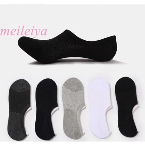 MEILEIYA 10 Pairs/Bag New Hot Spring Mens Cotton Socks Silicone Non-slip Sweat Thin Section Socks Breathable Shallow Ship Socks
