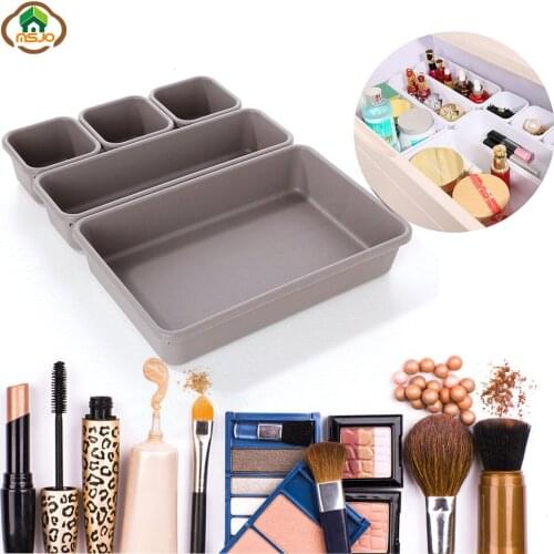 MSJO Drawer Organizer Makeup Storage Box 8 IN 1 Plastic Jewelry Cometices Office Holder Organization for Storage Trays Desk Box