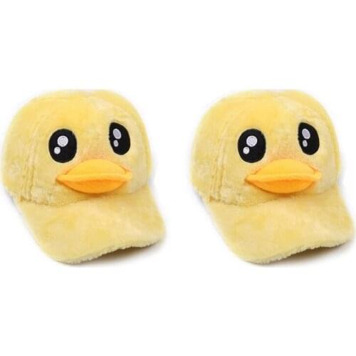 Cartoon Yellow Duck Baseball Caps For Men Women Children Cashmere Keep Warm Winter Parent-child Cap