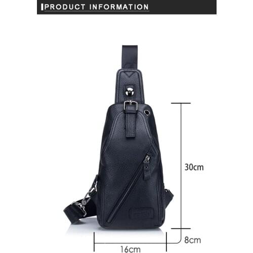 BULLCAPTAIN mens leather shoulder messenger bag Casual leather chest bag Multifunctional large capacity chest bag Trendy fashio