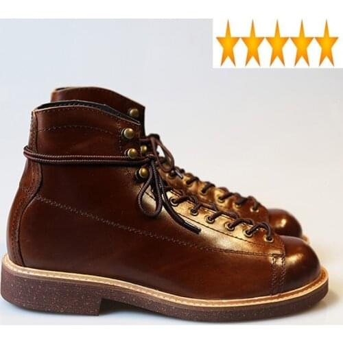 British Style Vintage Mens Cow Leather Work Shoes Male Autumn Winter Motorcycle Ankle Boots for Unisex Plus Size 45