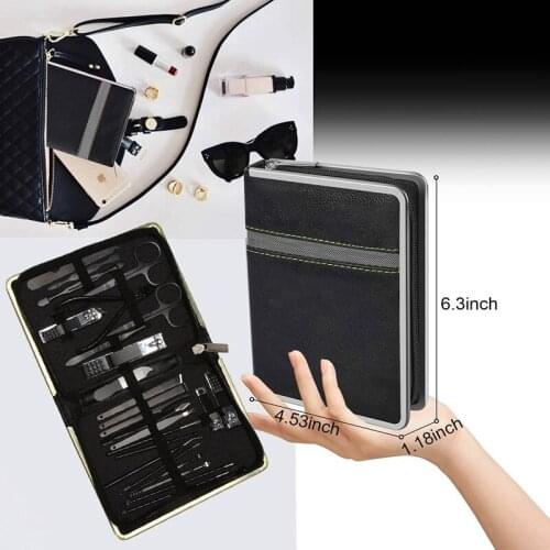 26Pcs Nail Clippers Set Stainless Steel Grooming Kit Toenail Clippers Callus File Nail Kit Whit Travel Case