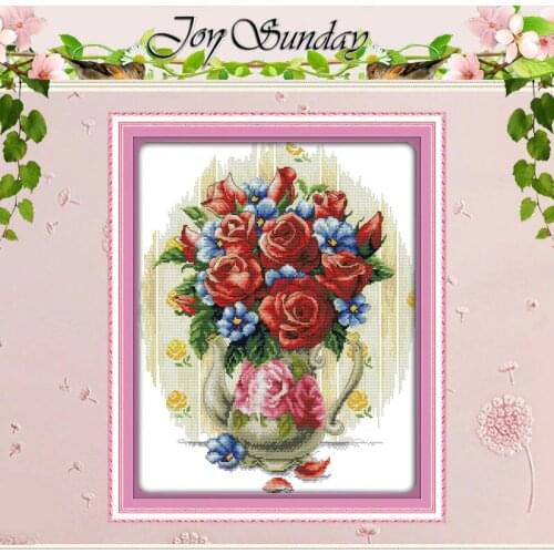 Rose vase (3) Patterns Counted Cross Stitch 11CT 14CT Cross Stitch Set Wholesale flower Cross-stitch Kit Embroidery Needlework