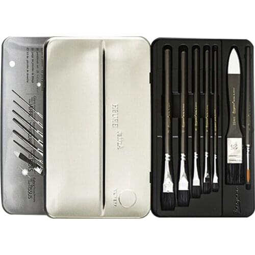 7pcs Professional Paint Brushes Set Nylon Hair Wooden Handle Paintbrush Painting Brushes Kit for Acrylic Oil Art Supplies