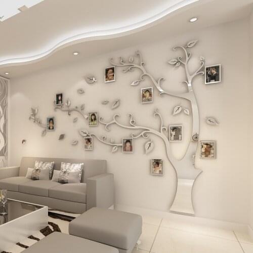 Wall Stickers Tree Photo Frame Sticker DIY Mirror Wall Decal Home Living Bedroom TV Decor Poster Decoration Room Background Wall