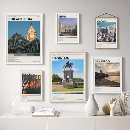 Chicago Washington Boston Houston Denver Wall Art Canvas Painting Nordic Posters And Prints Pictures For Living Room Home Decor
