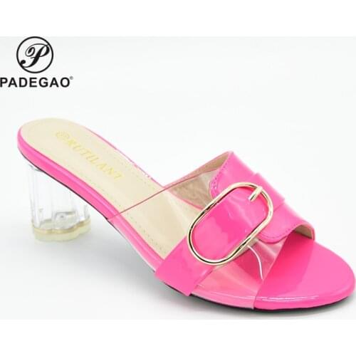 2020 Latest Italian Shoes African Sets Fuchsia Color Nigerian Hot Selling Shoes For Royal Wedding Party