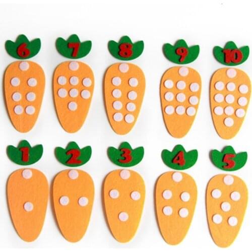 1-10 Montessori Educational Toy Non-woven Children Puzzle Handmade DIY Math Toys Kindergarten Carrot Match Digital Teaching Aids