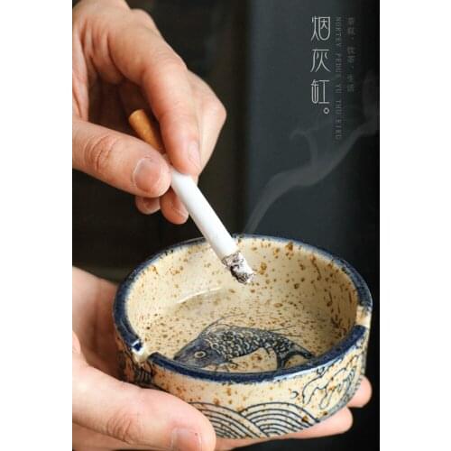 Chinese style ceramics Ashtray Cigar Holder Living Room Decor Tray Gift For Boyfriend Desk Accessories Vintage Cigar Ashtray