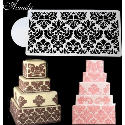 Aomily Plastic Flower Lace Cake Stencil Airbrush Painting Art Mold Cookies Fondant Molds DIY Cake Mousse Brim Decorating Tool