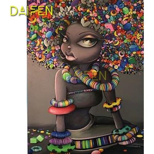 Full Square Diamond painting black girl with flower hair Full Round Diamond mosaic 5D DIY Diamond embroidery Cross stitch