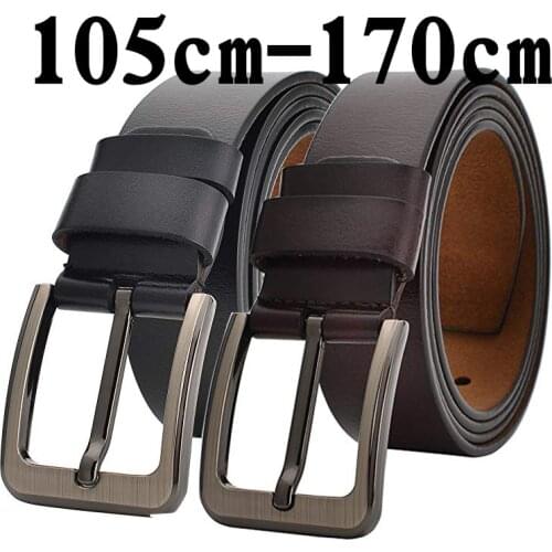 105 125 130 140 150 160 170cm Genuine cowhide Men Belt High Quality Waist Large Size Luxury Designer Belts Pair with black jeans