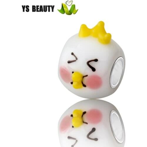 Cute Doll Glass Bead 925 Sterling Silver Core Large Hole Bead Character Beads Bracelets for European Womens Charm Jewelry