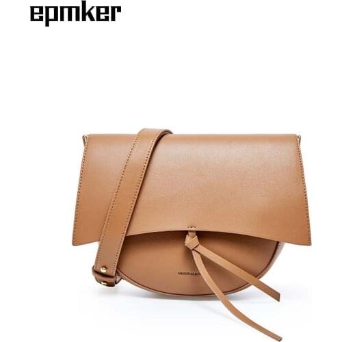 Epmker Saddle Bags for Women 2020 Handbag Genuine Leather Shoulder Bag Ladies Crossbody bag Purse Bolsas De Mujer Phone Pocket