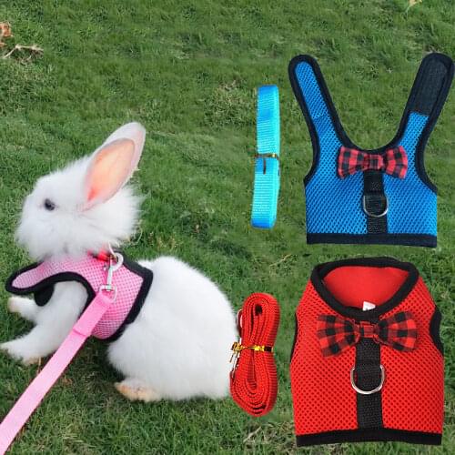 Small Animal Pet Mesh Leash Harnesses Cute Accessories Rabbit Leash Lead Vest Mesh Harness Leash Pet Strap S M L