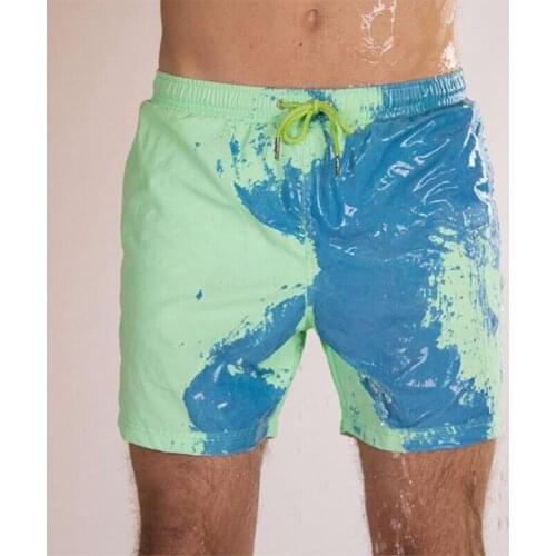 Hot Short Board Color-changing Beach Shorts Men Quick Dry Swimwear Beach Pants Warm Color Discoloration Shorts Swimming Surfing