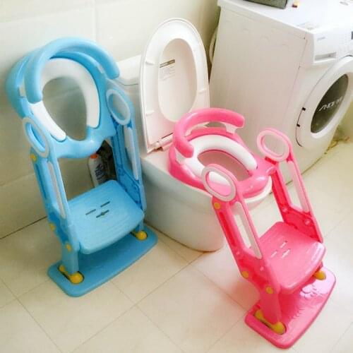 Folding Potty Ladder Toilet Seat Toilet Bowl Step Stool with Backrest Soft Base Plastic Childrens Toilet Baby Toilet Training