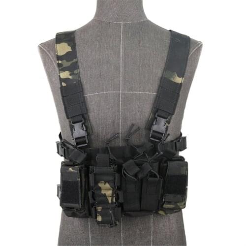 Tactical Chest Rig Bag Radio Harness Front Pouch Holster Military Vest Rig Bag Adjustable Functional Two Way Radio Waist Pouch
