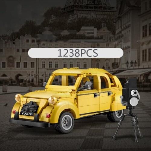 Technical 1:12 Scale Citroen 2cv building block Vintage car 2.4Ghz radio remote control vehicle bricks model rc car toys