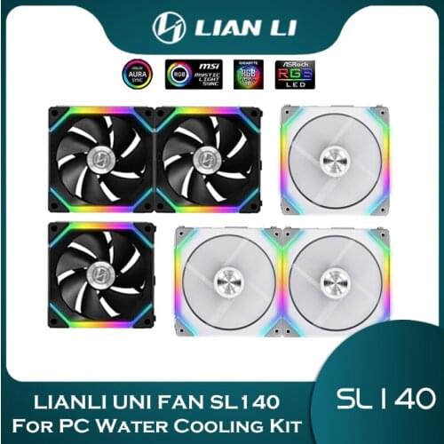 LIANLI UNI FAN SL140 For PC Water Cooling Kit ,Modular RGB 14CM Fan Cable Free Software Smart PWM Control M/B ARGB Black/White