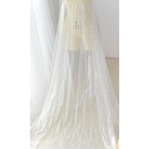 Embroidery striped shape lace ivory DIY fabric for wedding dress 5 yards
