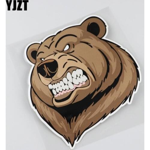 YJZT 13.7CMX14.8CM Interesting Bear Animal Decal Fierce Car Sticker 13B-0090