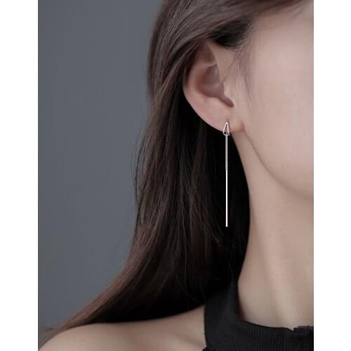 VENTFILLE 925 Sterling Silver Drop Earrings for Women Long Tassel Box Chain Earrings Sweet Jewelry Dropshipping