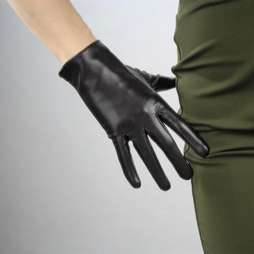 Winter Velvet Black Goatskin Genuine Leather Womens Gloves For Sports Cycling NonSlip Windproof Cold Warm Driving Mittens R18