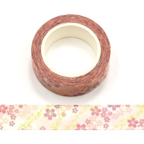 1PC 15MM*10M Foil Romantic Cherry Blossom Decorative Washi Tape Scrapbooking Masking Tape School Office Supply washi tape