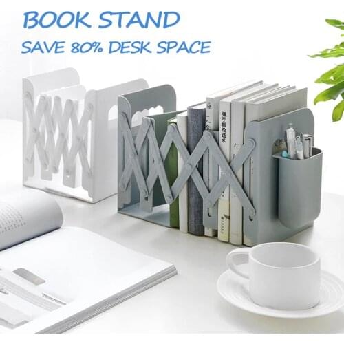 1PC 2 Colors Retractable Bookshelf Save Desktop Space Storage Rack With Pen Holder Home Office Desk Organizer Book Stand Sale