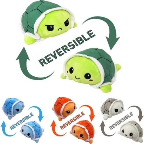 1pcs Reversible tortoise plush toy new Double sided flip stuffed turtle doll peluche reversible Simulation animal toy Child gift