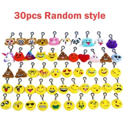 10/20/30/40pcs Cute Cartoon Keychain Fur Ball Plush KeyChain Keyring Women Handbag Car Key Holder Bag Pendant Toys for Kids Gift