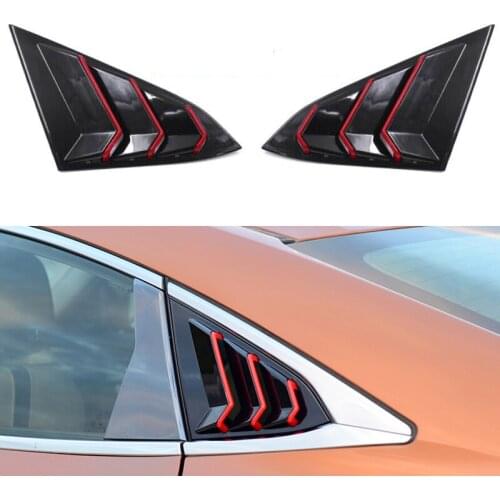 2pcs Rear Window Side Air Vent Louver Cover Trim ABS Fit For Honda Civic Sedan 4-Door 2016 2017 2018 2019 2020