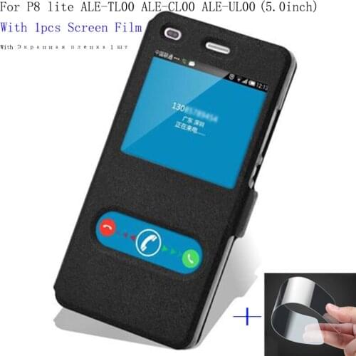 5.0" Smart view window phone case For Huawei P8lite case ALE-TL00 ALE-CL00 ALE-UL00 Back Cover P8 lite flip leather Case shell