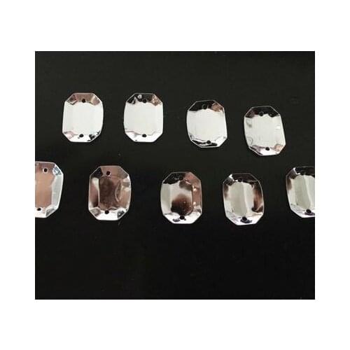 500pcs 10*14mm Rectangle Cup Sequins Wedding Garment Decoration Crafts Materials Accessories Crystal White