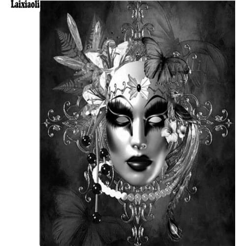 Diy diamond painting 5d Woman mask Diamond embroidery sale full square drill rhinestone picture diamond mosaic black white decor
