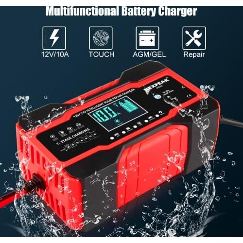 12v-24V Car Battery Charger Fully Automatic Digital Smart Fast Charger for AGM GEL WET Lead Acid Battery Pulse Repair Charger
